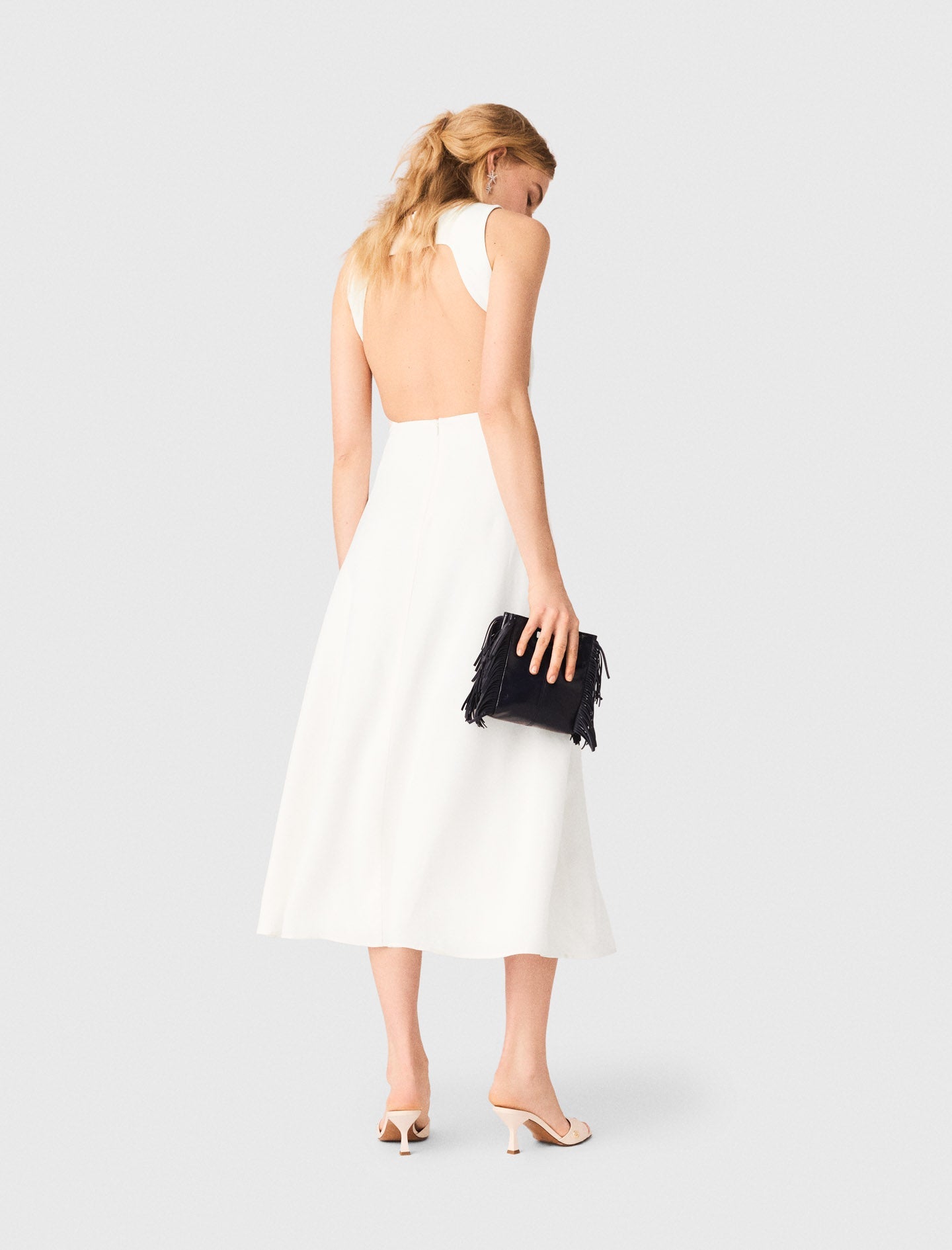 Backless Midi Dress White
