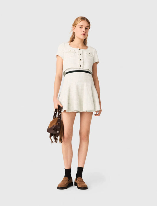 2-In-1 Tweed Dress Ecru