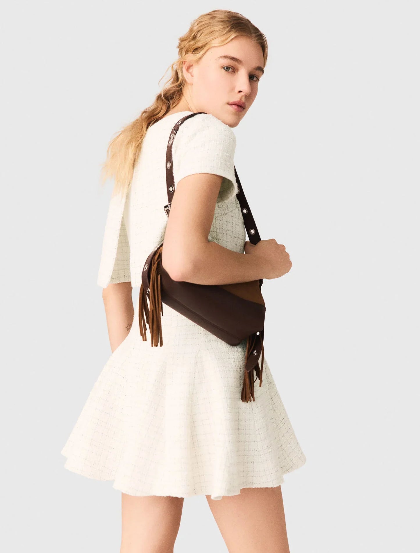 2-In-1 Tweed Dress Ecru