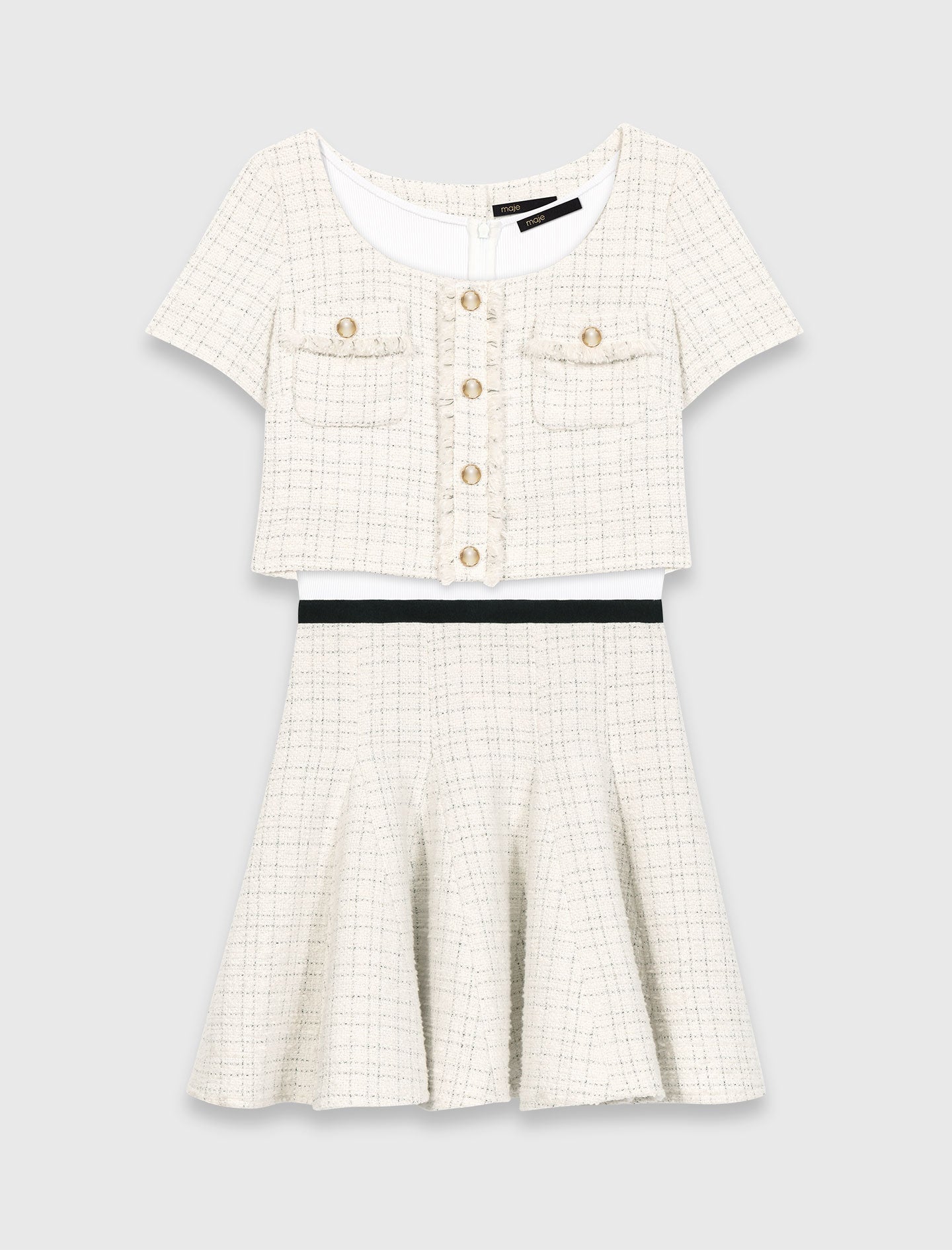 2-In-1 Tweed Dress Ecru