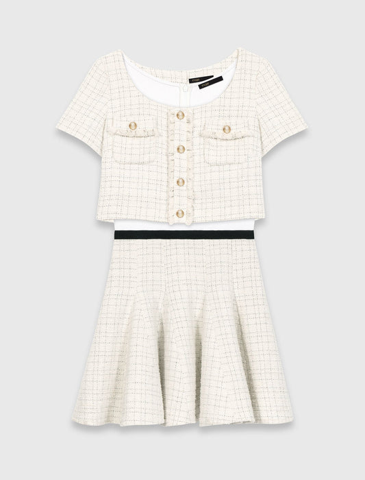 2-In-1 Tweed Dress Ecru