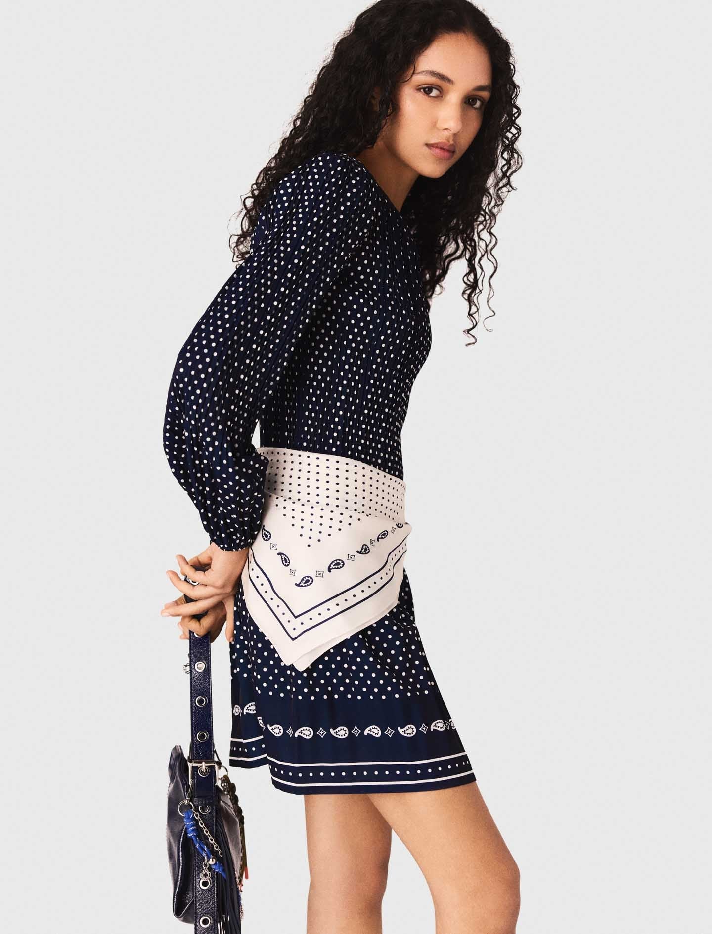 Patterned pleated dress