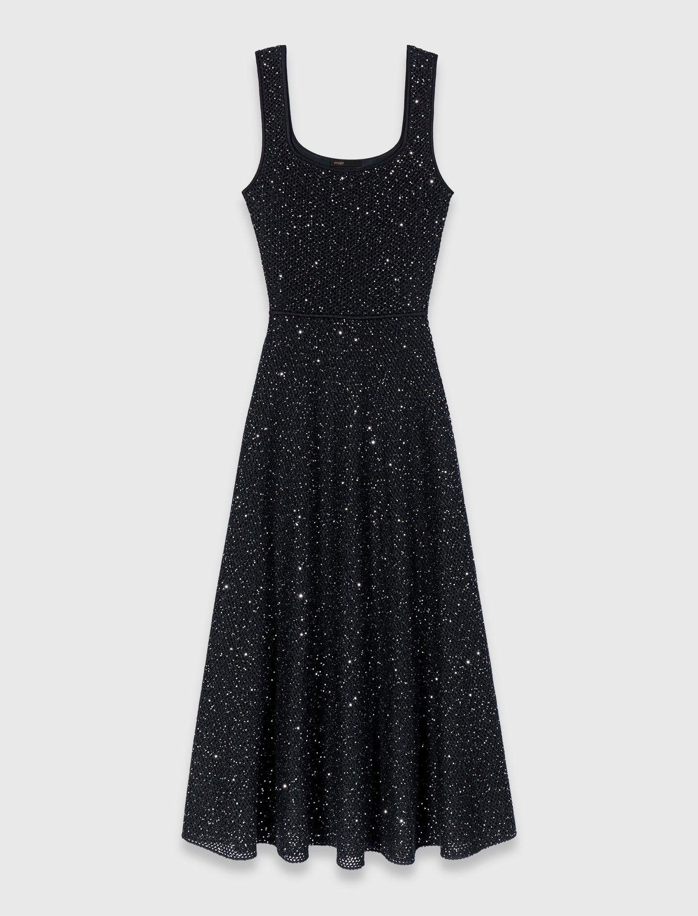 Rhinestone Knit Maxi Dress Black