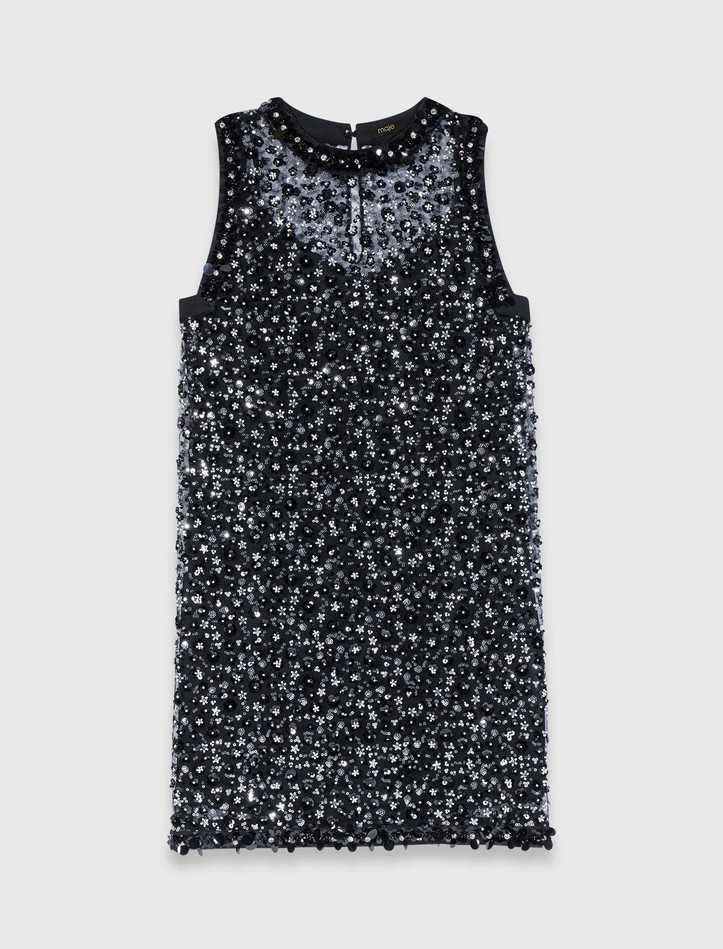 Rhinestone Floral Dress Black