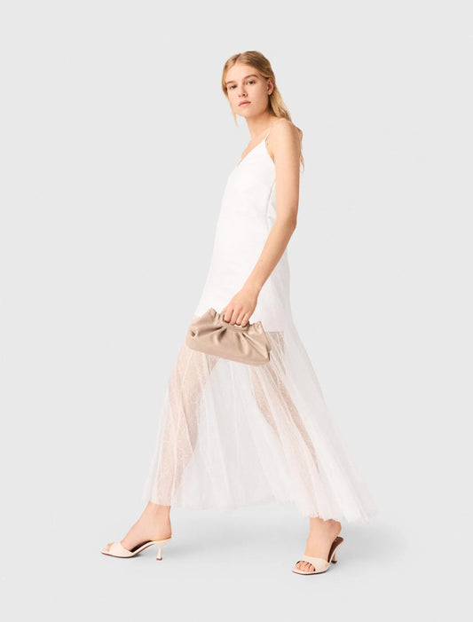 Taffeta And Lace Dress White