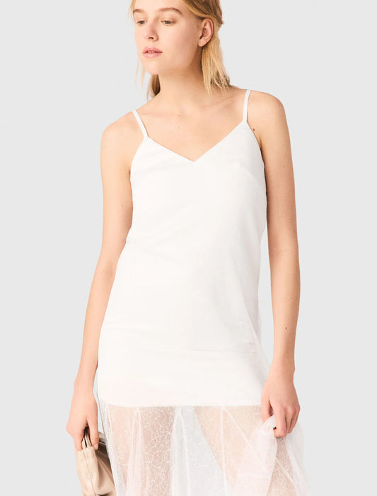 Taffeta And Lace Dress White