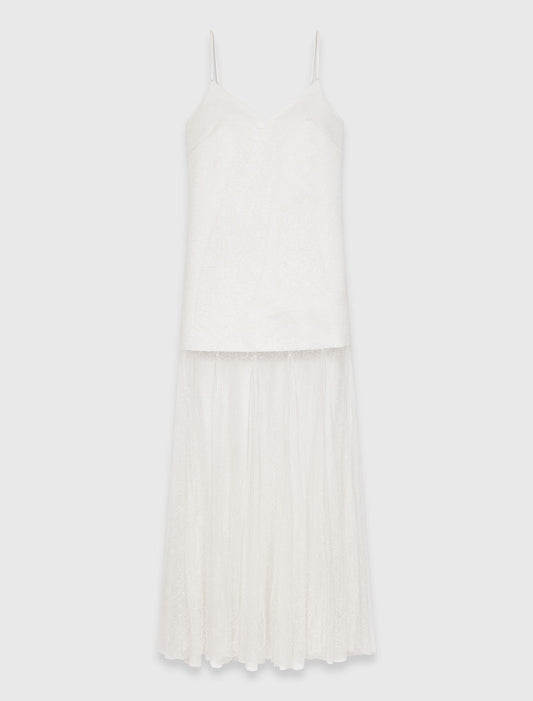 Taffeta And Lace Dress White