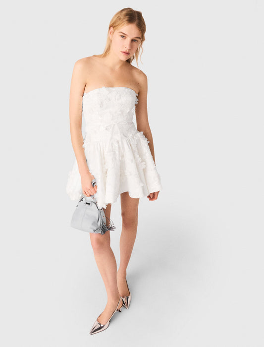 Short Embroidered Bustier Dress White