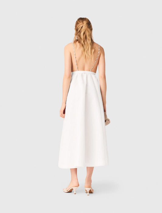 Jewelled Taffeta Maxi Dress White