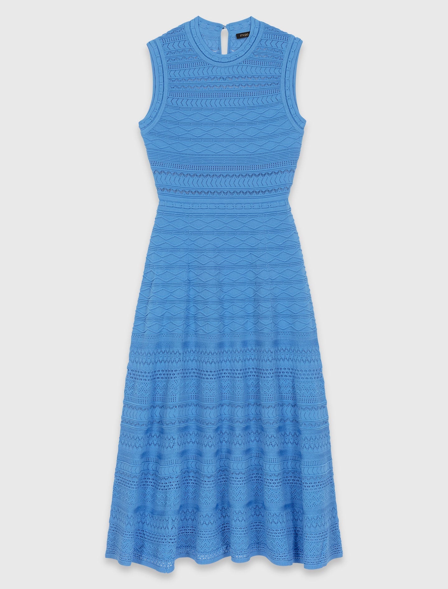 Pointelle Knit Maxi Dress BLUE