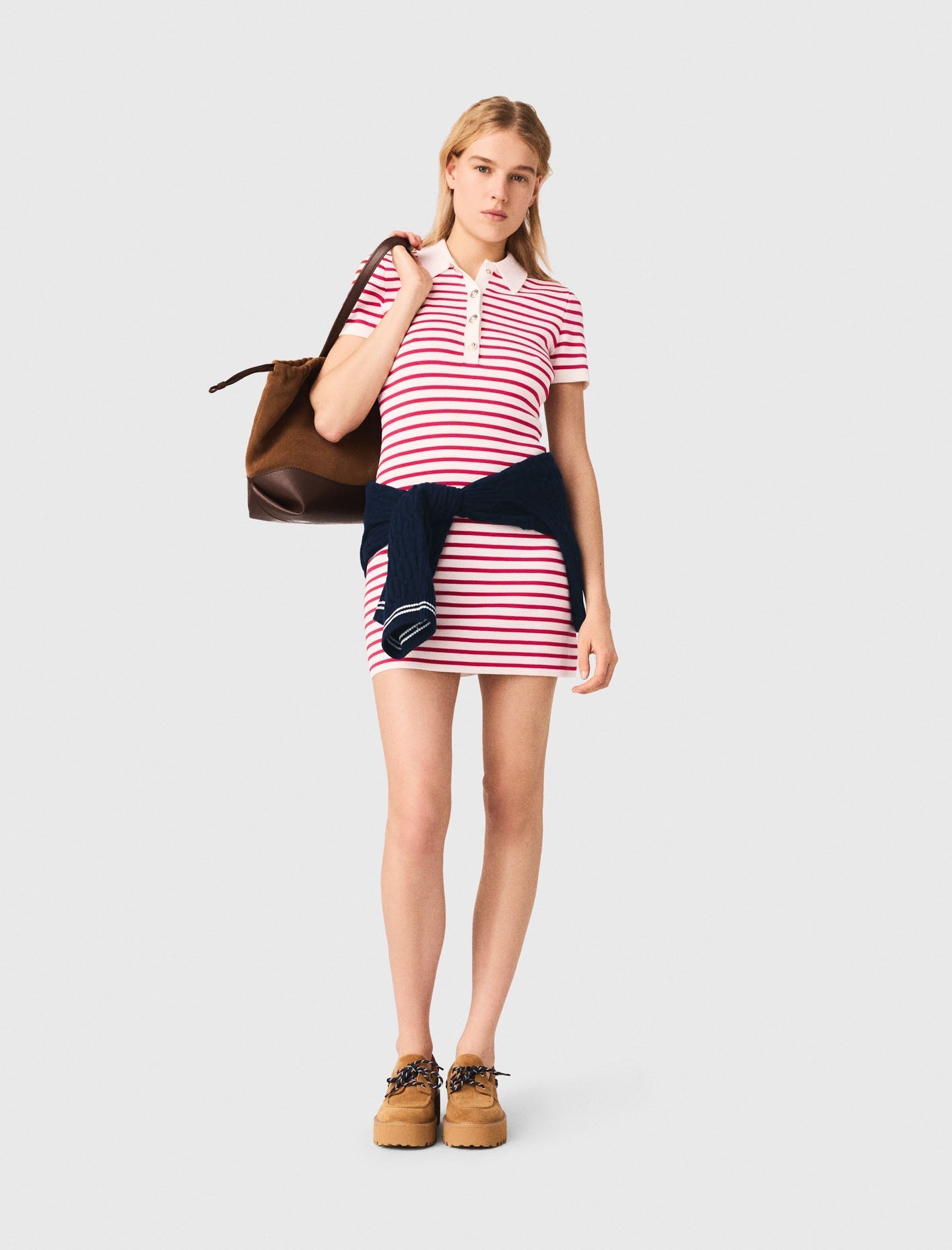 Striped Polo Dress RED