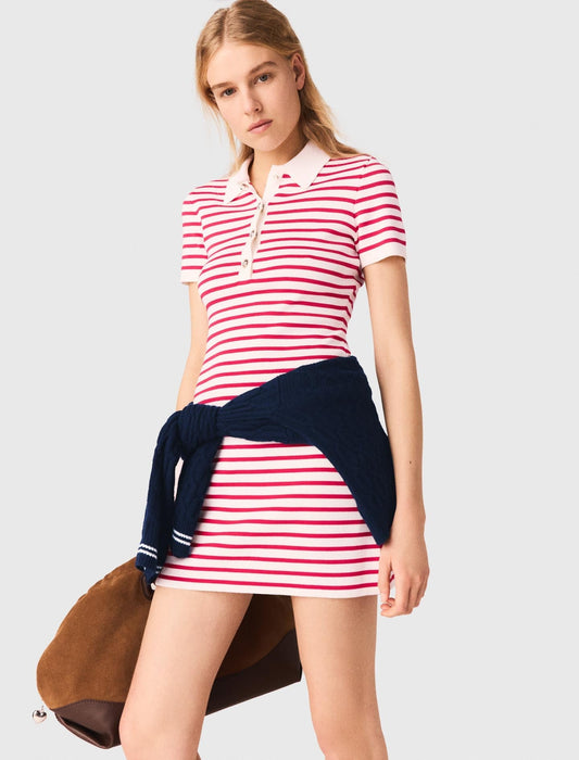 Striped Polo Dress Red