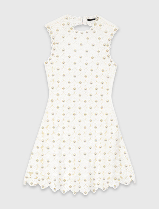 Mirrored Crochet Dress White