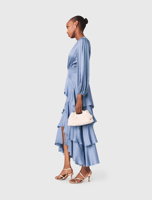 Ruffled Maxi Dress Blue / Grey