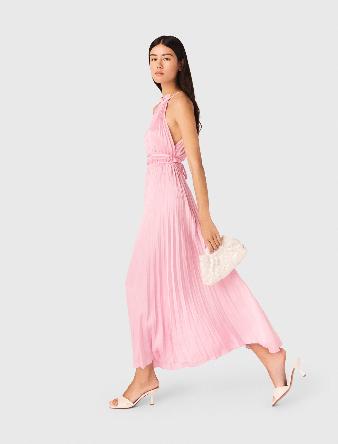 Pleated Maxi Dress Pink
