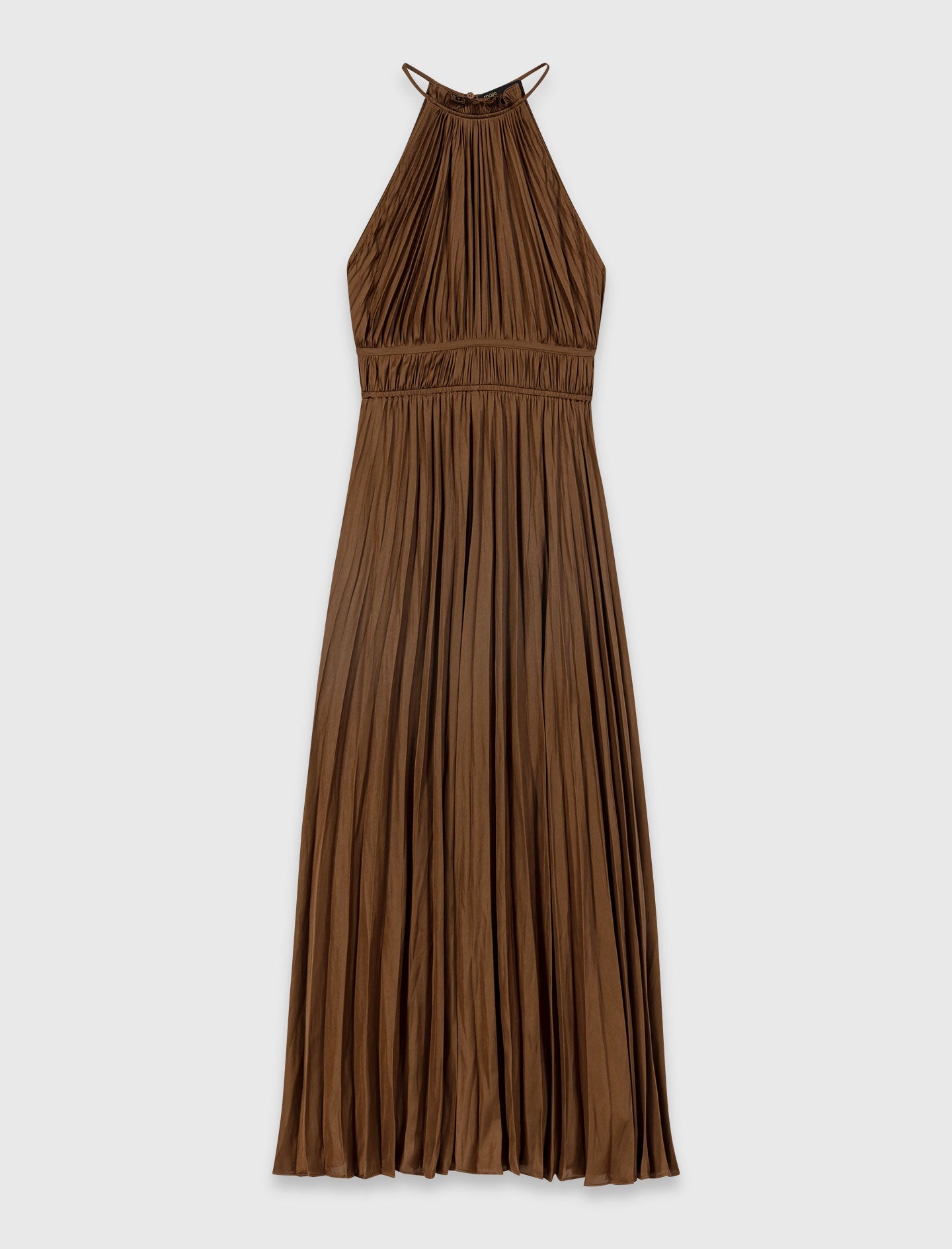 Pleated Maxi Dress Brown