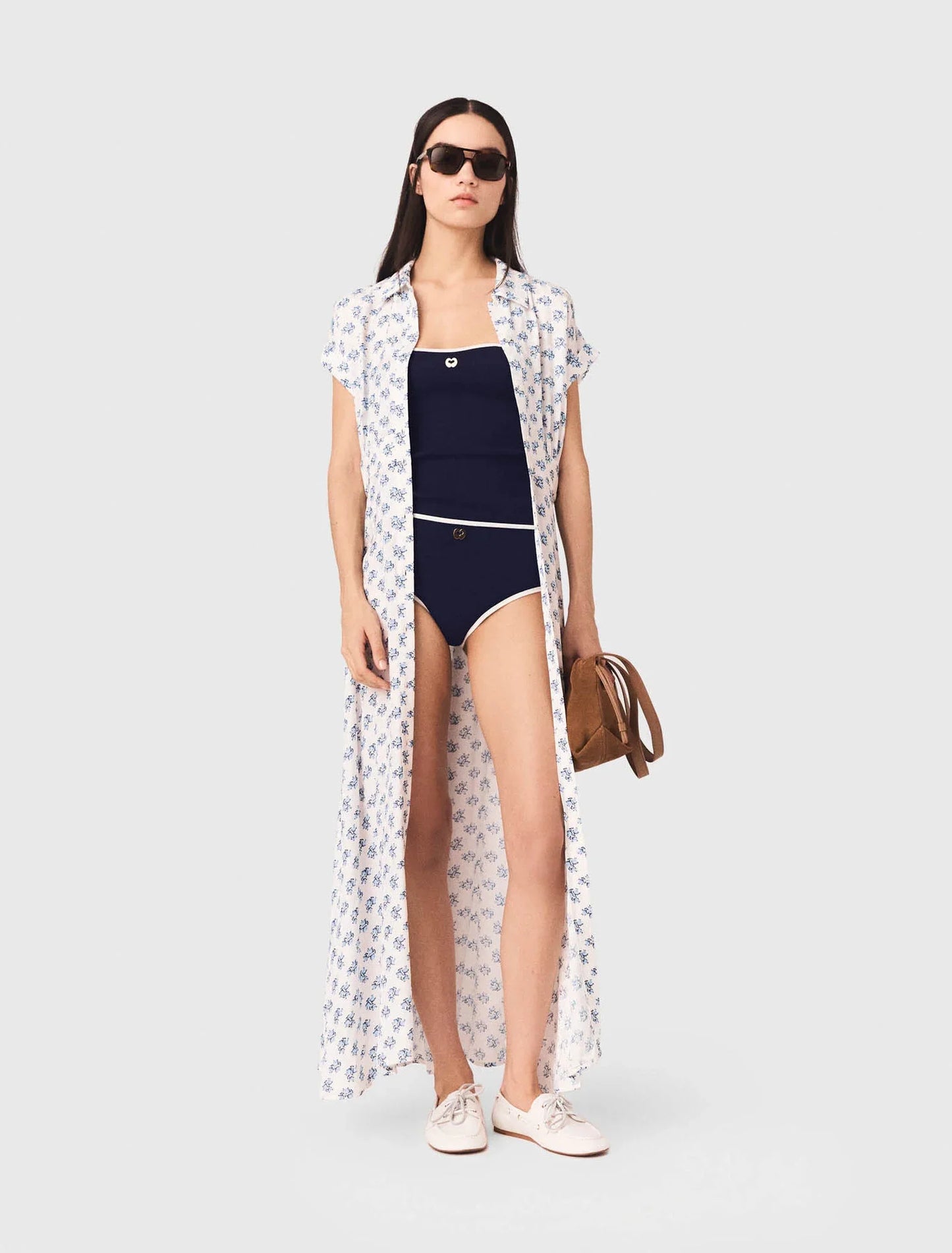 Jacquard Print Maxi Dress Blue Small Flowers Print