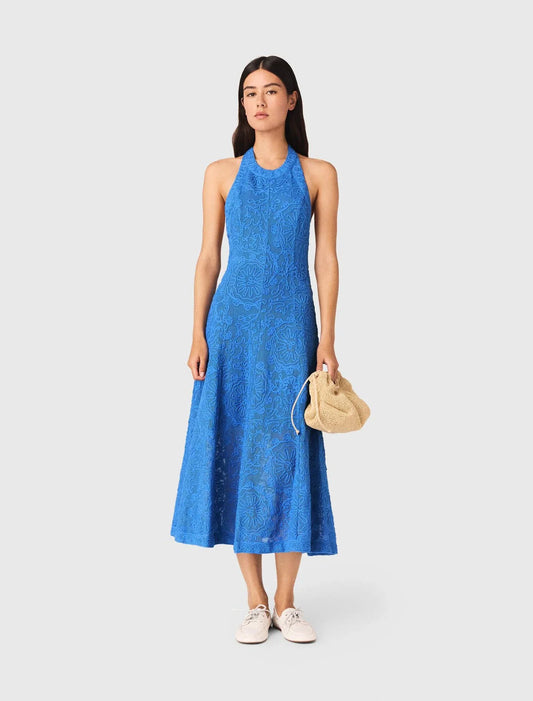 Backless Guipure Maxi Dress Blue
