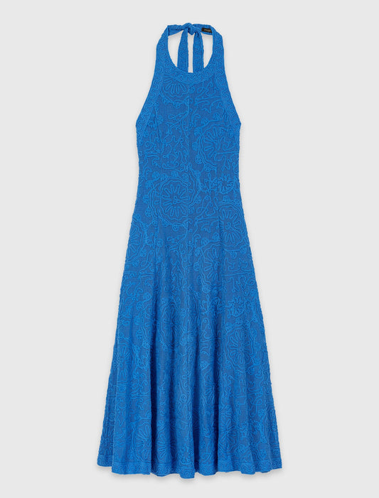 Backless Guipure Maxi Dress Blue