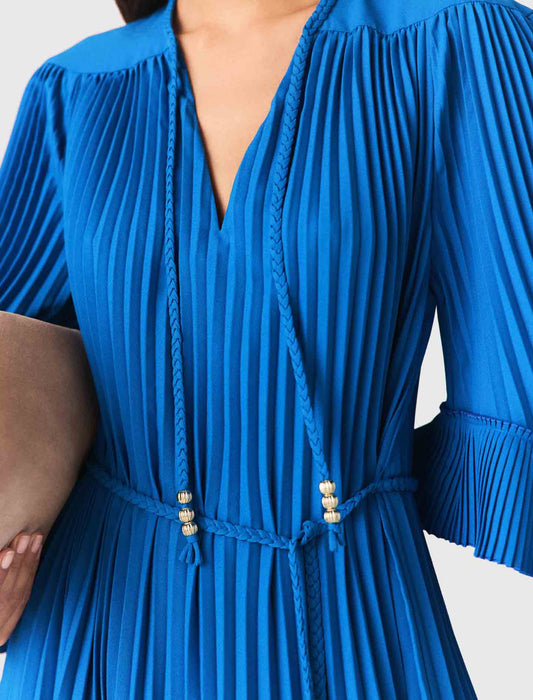 Short Pleated Dress Blue
