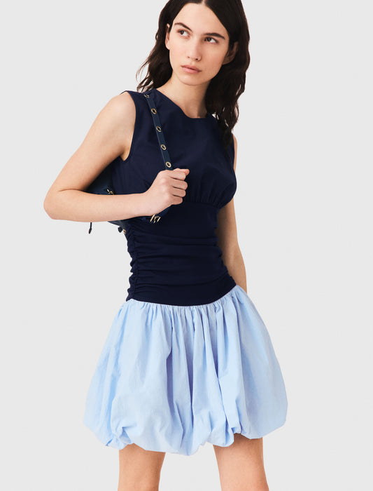 Jersey and cotton mix dress Blue