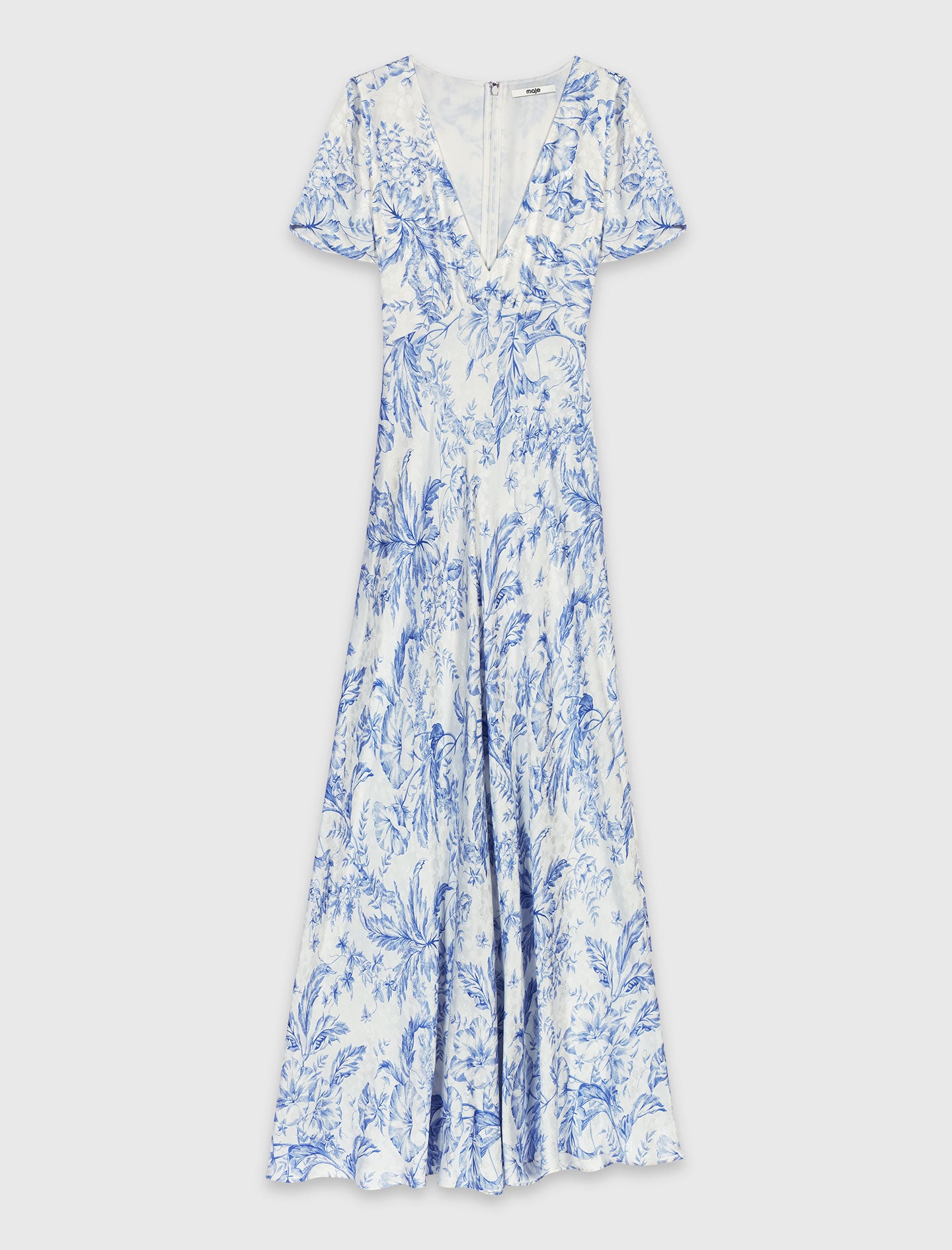 Flowing patterned maxi dress Sky Blue Large Flowers Print