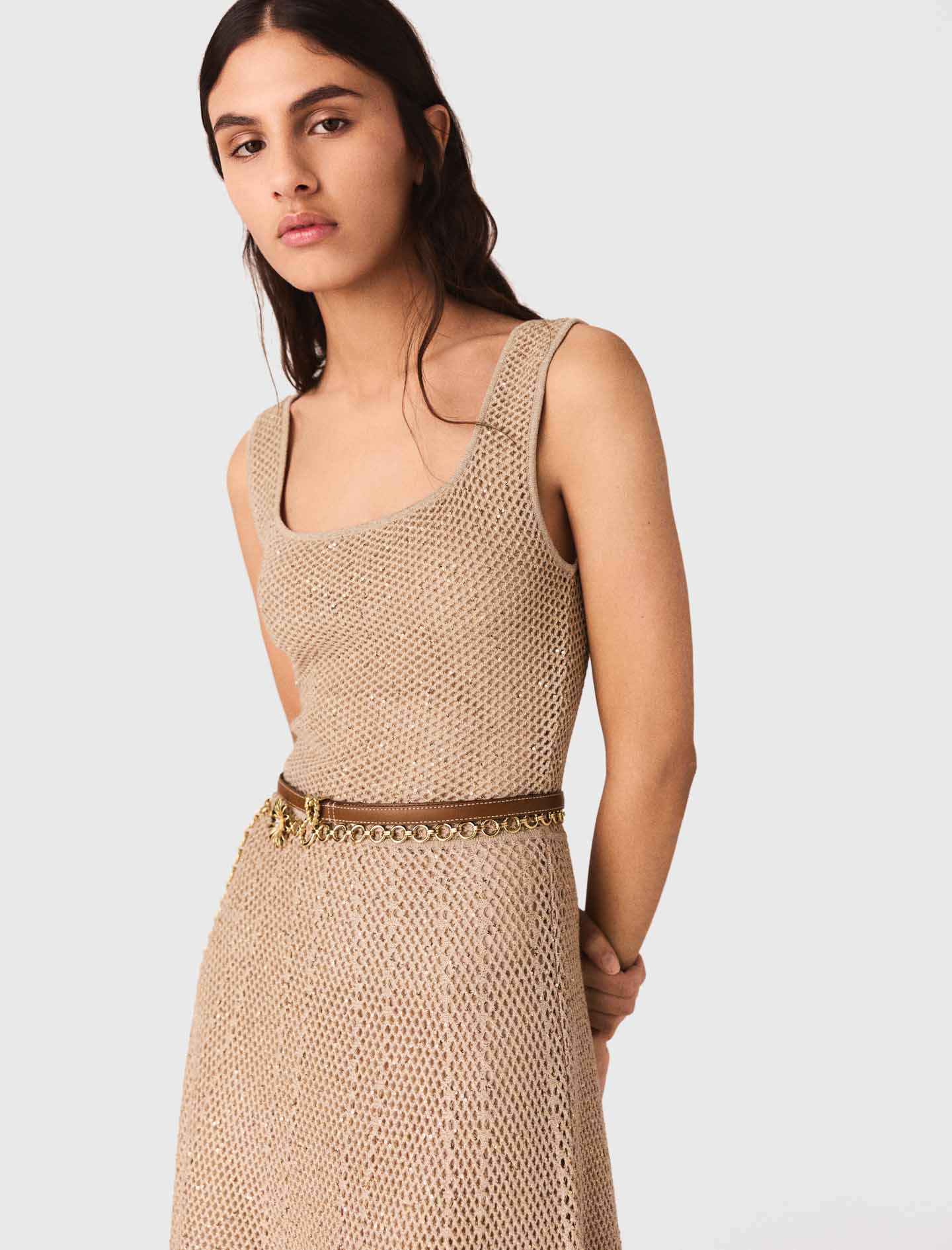 Rhinestone knit maxi dress