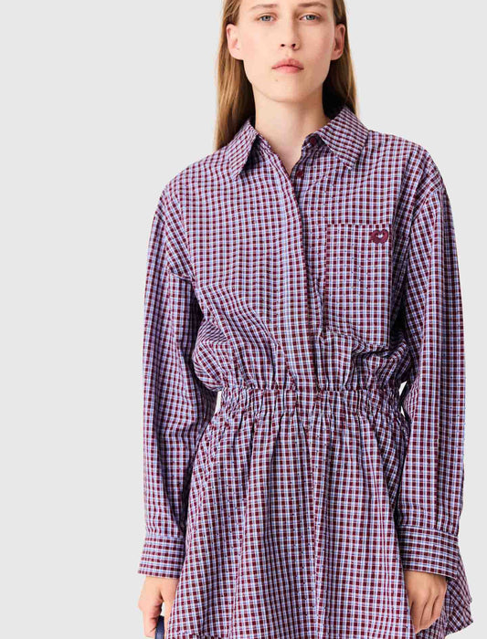 Short rhinestone checked dress Burgundy