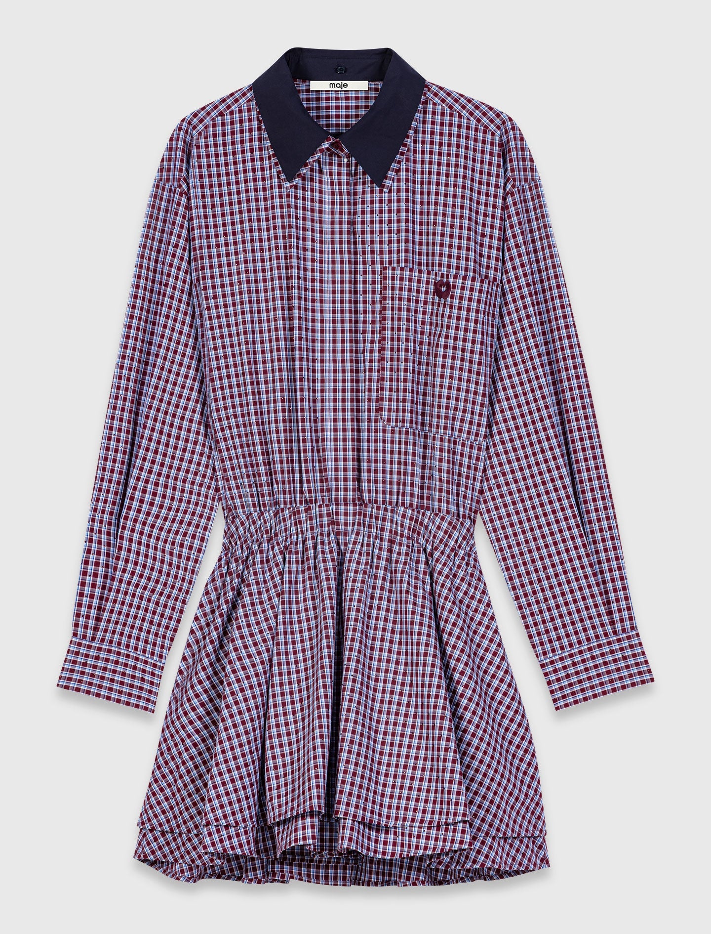 Short rhinestone checked dress Burgundy