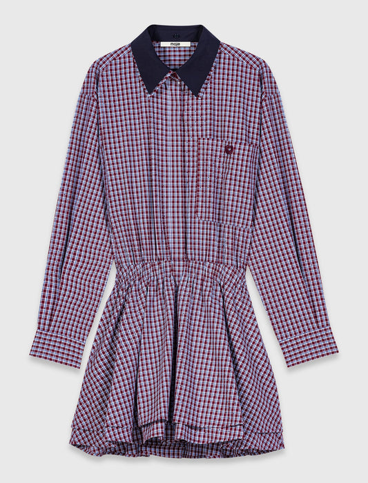 Short rhinestone checked dress Burgundy