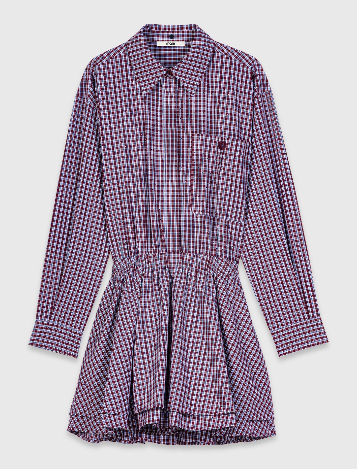 Short rhinestone checked dress Burgundy