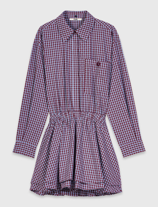 Short rhinestone checked dress Burgundy