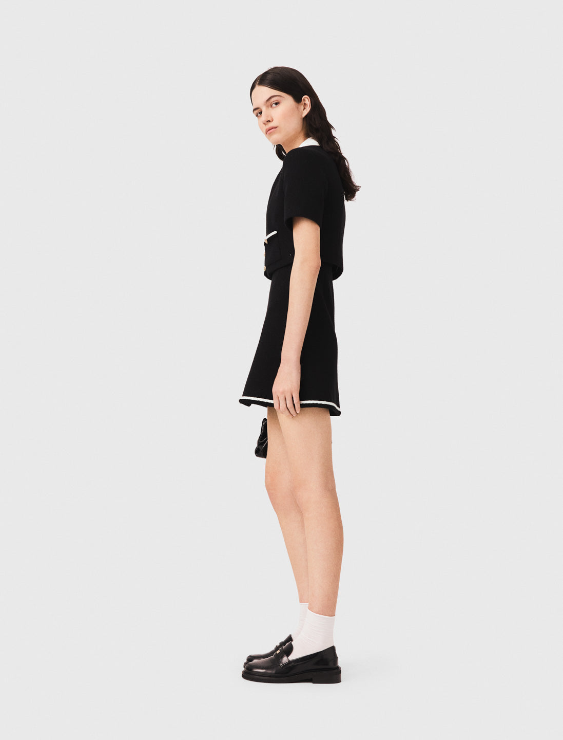 2-in-1 tweed dress Black
