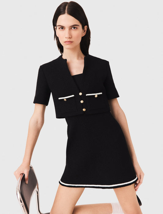 2-in-1 tweed dress Black