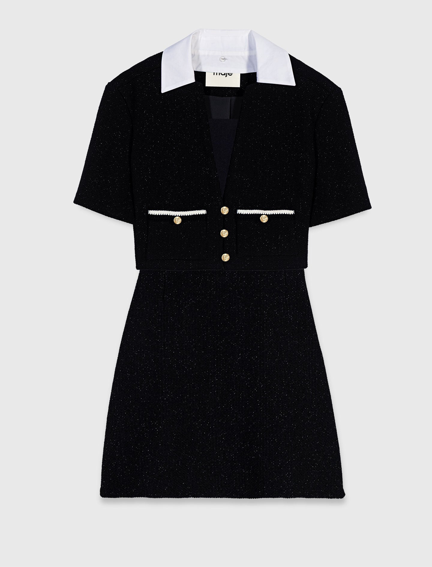 2-in-1 tweed dress Black