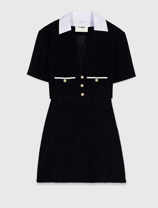 2-in-1 tweed dress Black