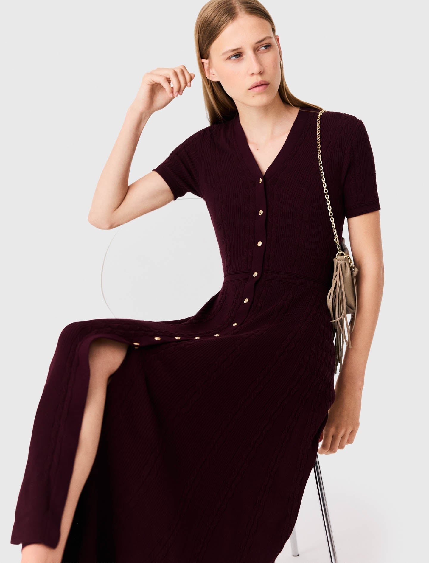 Knit maxi dress Burgundy