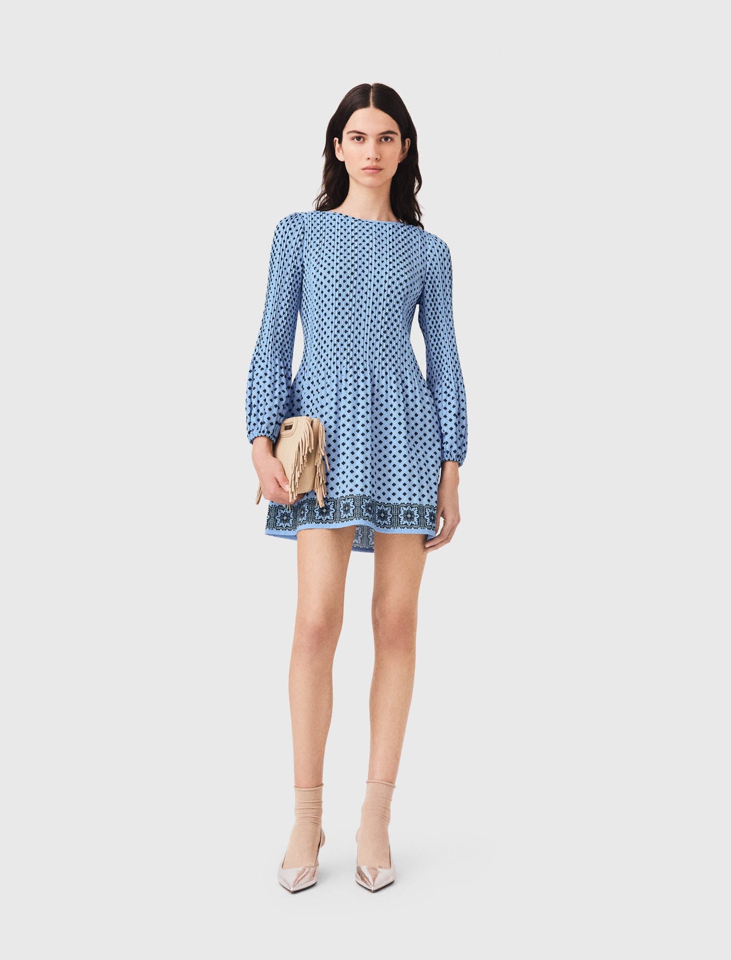 Patterned pleated dress Light Blue Loungewear
