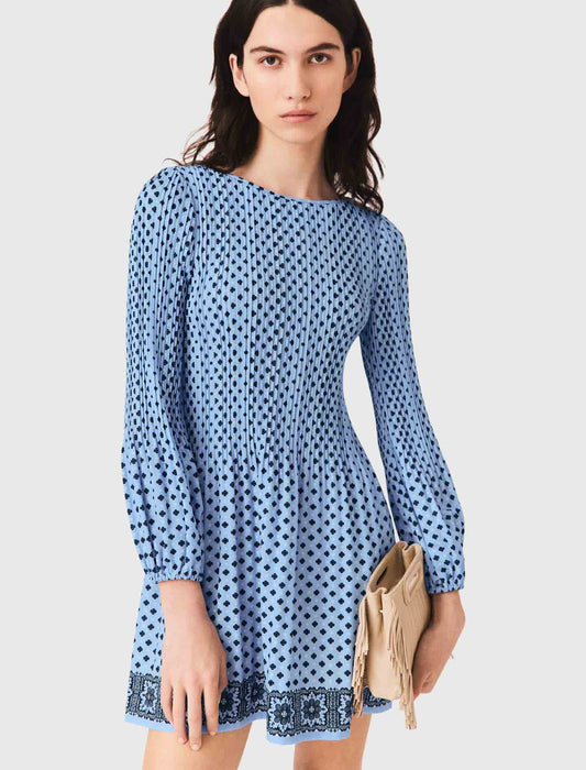 Patterned pleated dress Light Blue Loungewear