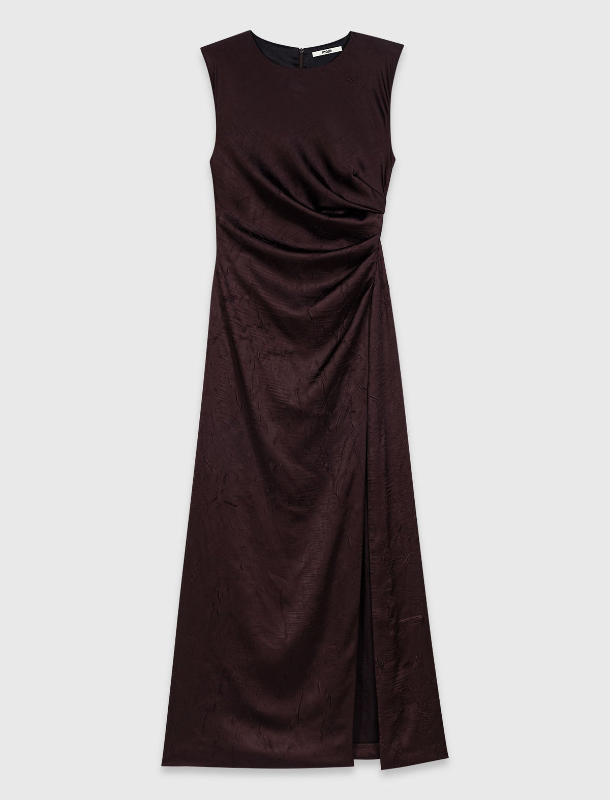 Satin-effect draped maxi dress Brown