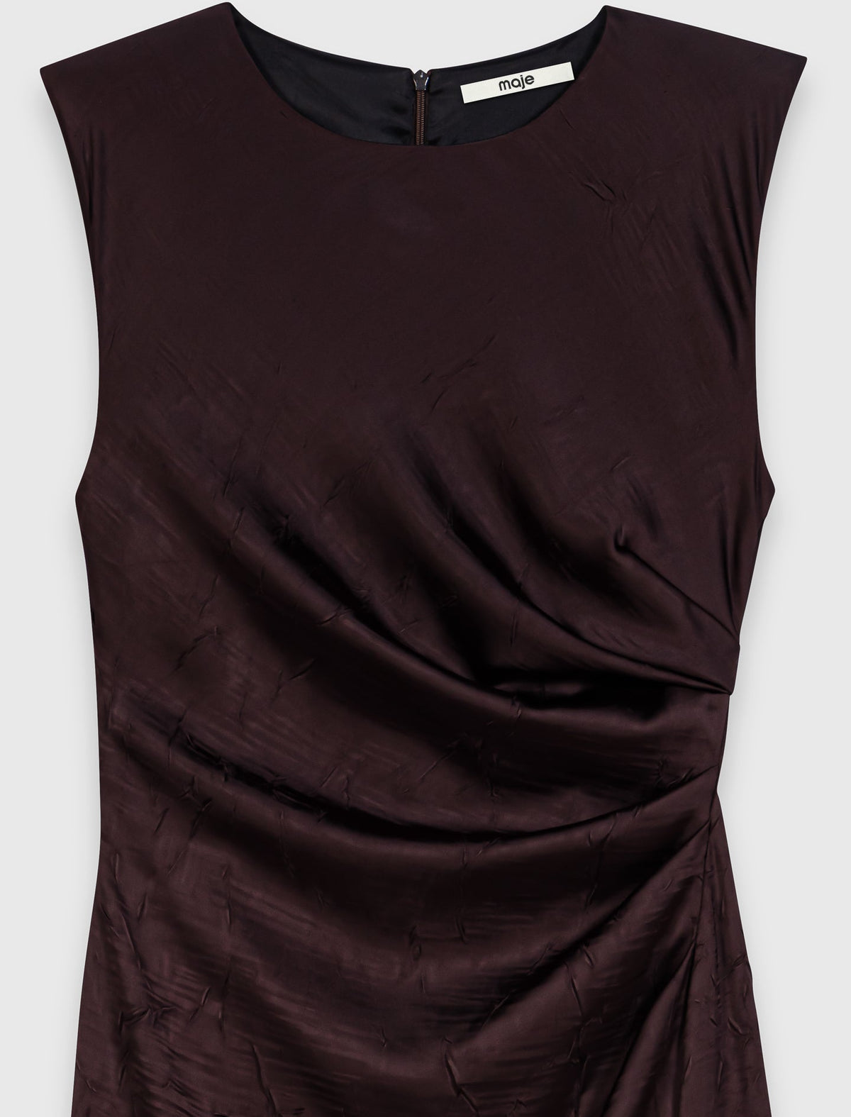 Satin-effect draped maxi dress Brown