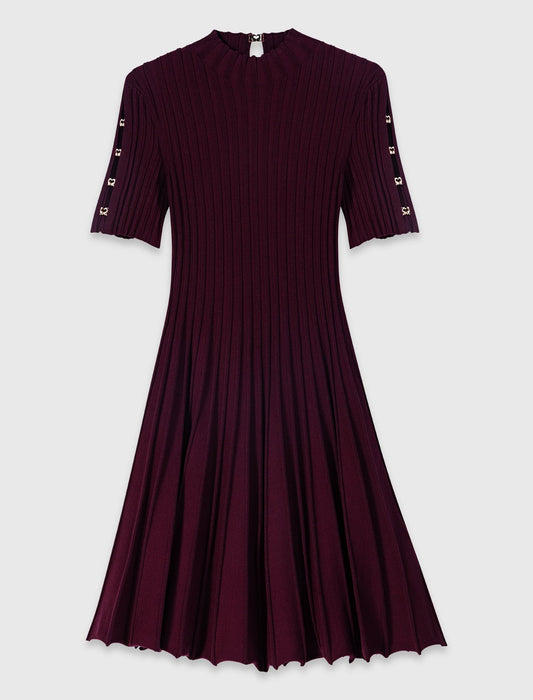 High-neck short skater dress Burgundy