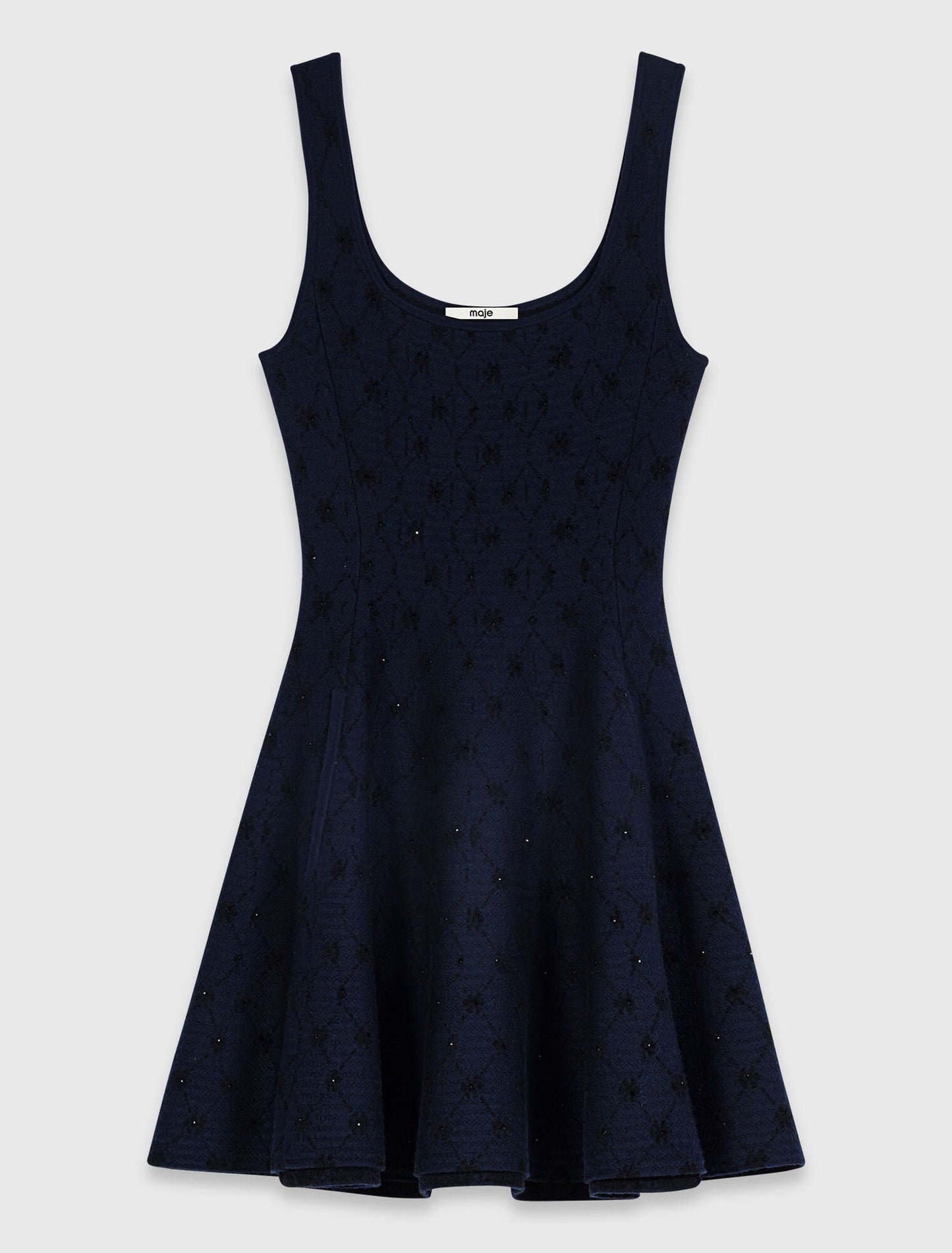 Short jacquard skater dress Navy