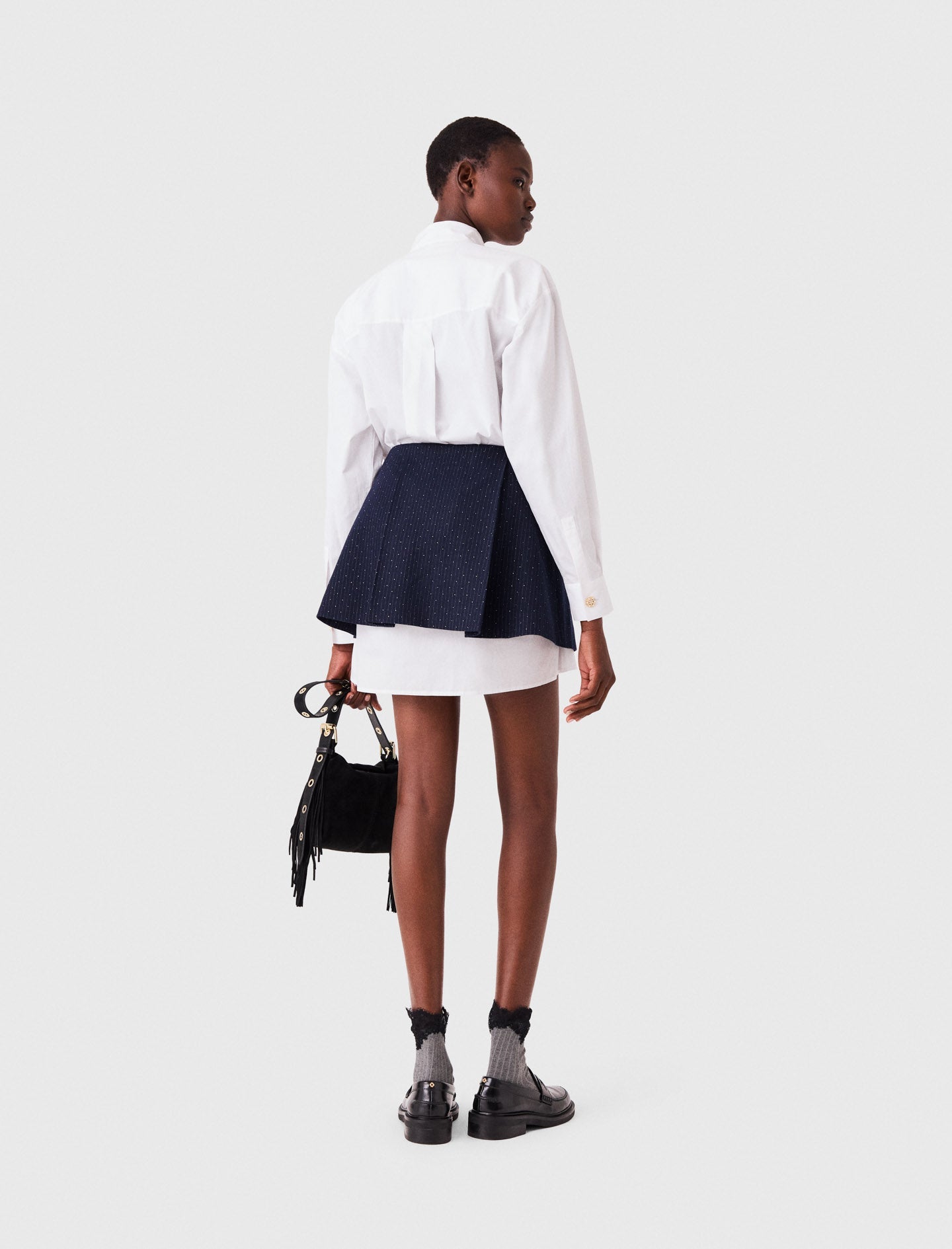 Shirt dress with removable skirt White/Navy