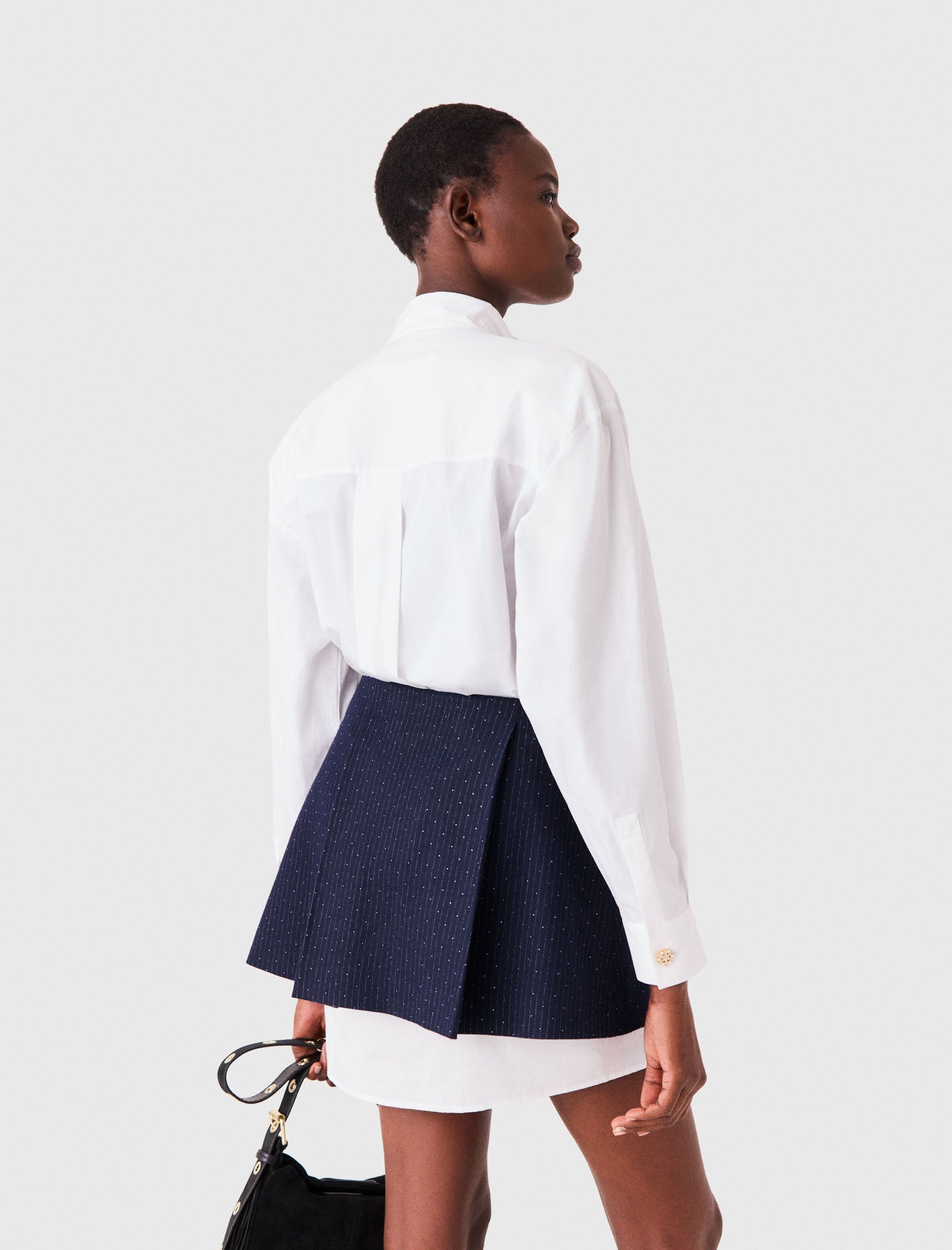 Shirt dress with removable skirt White/Navy
