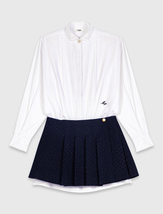 Shirt dress with removable skirt White/Navy