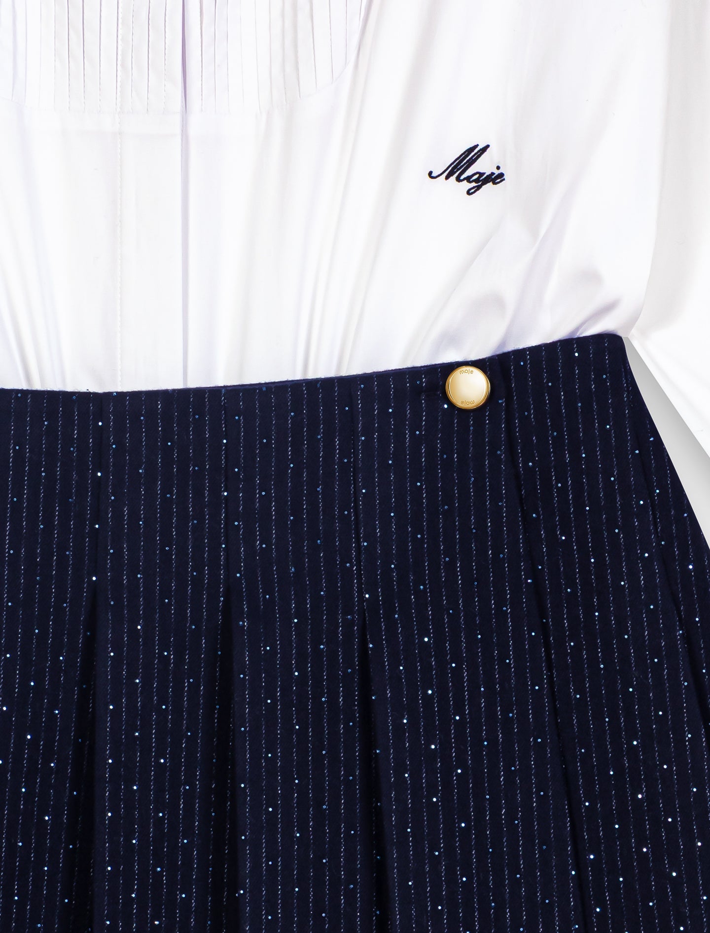 Shirt dress with removable skirt White/Navy