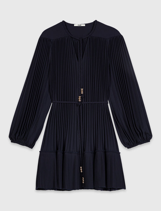 Short pleated dress Navy