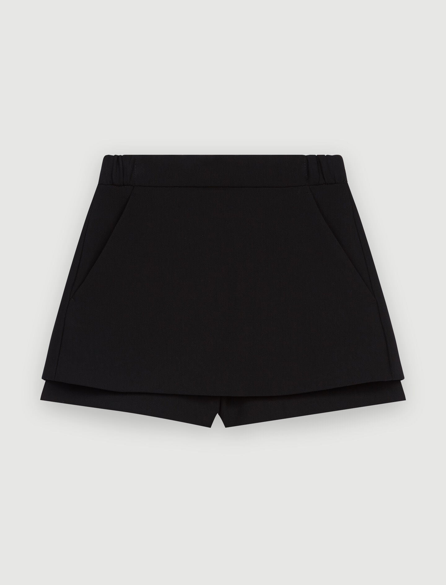 Black-crepe skirt shorts