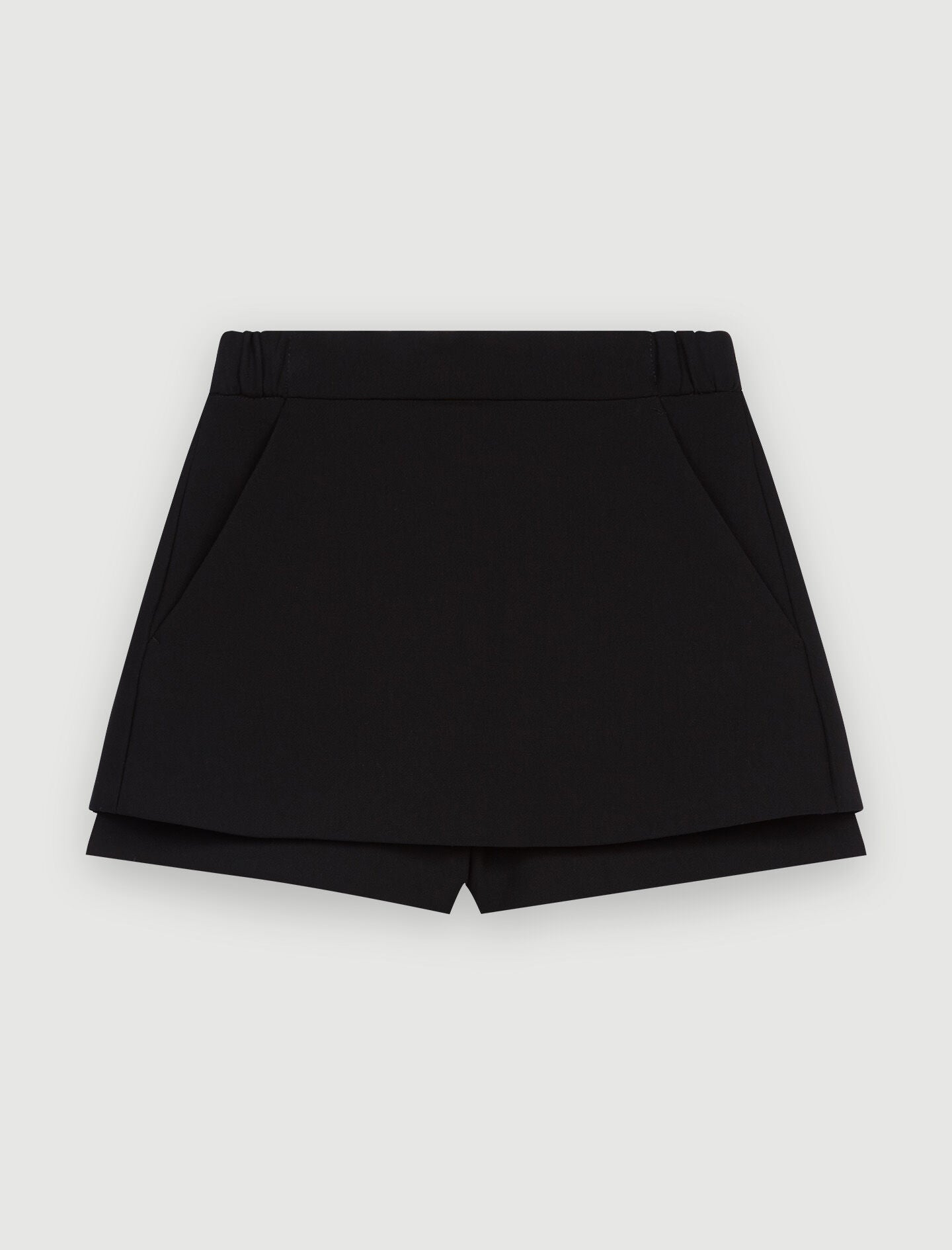 Black-TROMPE-LOEIL SHORTS IN CREPE FABRIC